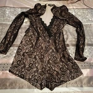 SEXY LACE ROMPER DEEP PLUNGE